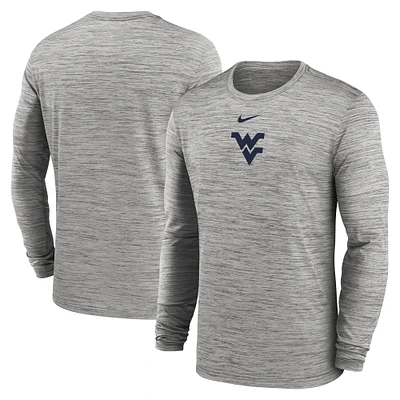 Men's Nike Gray West Virginia Mountaineers 2025 Sideline Velocity Performance Long Sleeve T-Shirt