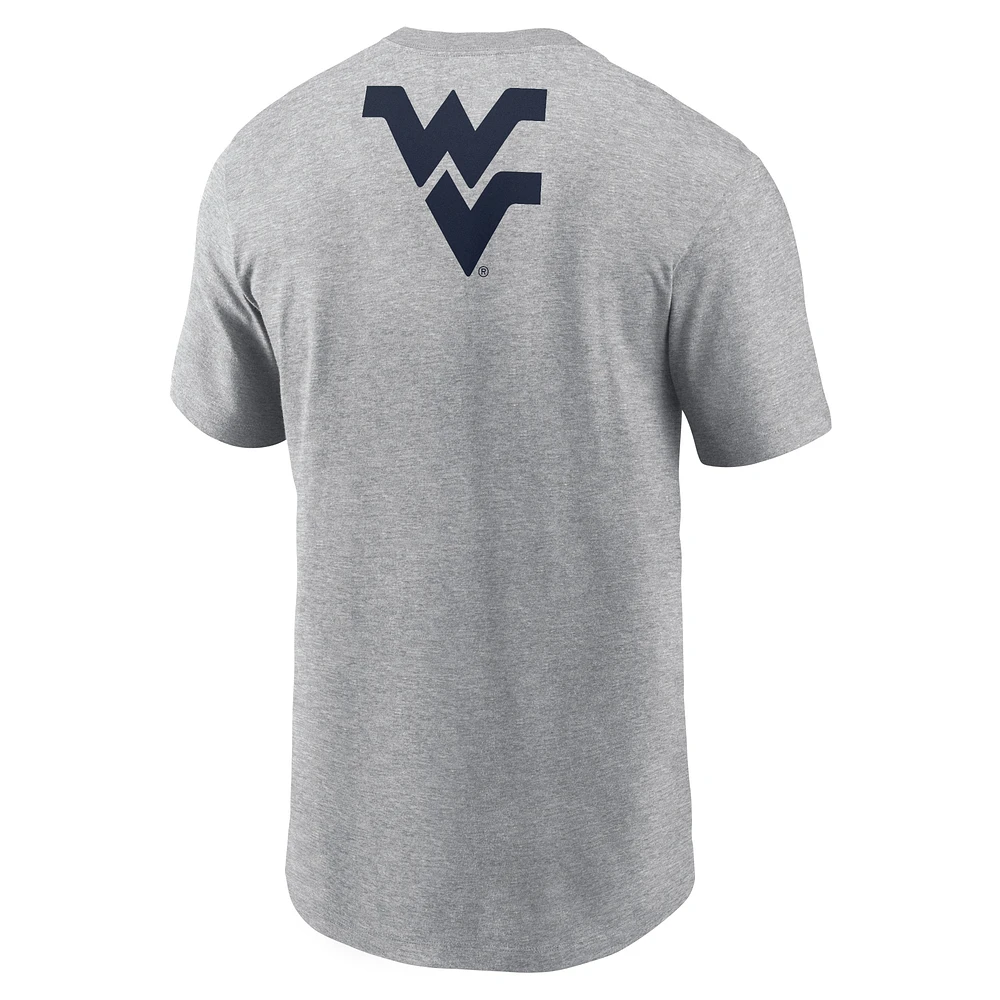 Men's Nike Heather Gray West Virginia Mountaineers Campus 2-Hit Primary Mascot T-Shirt