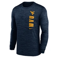 Men's Nike Navy West Virginia Mountaineers Sideline Velocity Performance Long Sleeve T-Shirt