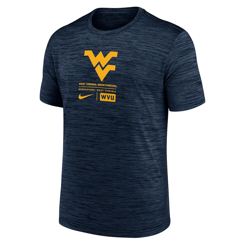 Men's Nike  Navy West Virginia Mountaineers Campus Center Block Velocity Performance T-Shirt