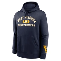 Men's Nike Navy West Virginia Mountaineers Legacy Foundational Two-Hit Club Performance Pullover Hoodie