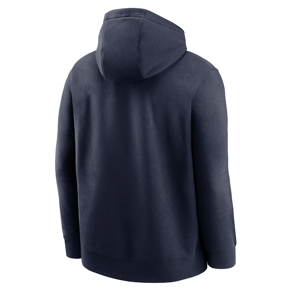 Men's Nike Navy West Virginia Mountaineers Legacy Foundational Two-Hit Club Performance Pullover Hoodie