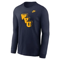 T-shirt à manches longues Nike bleu marine West Virginia Mountaineers Legacy Primary Logo pour homme