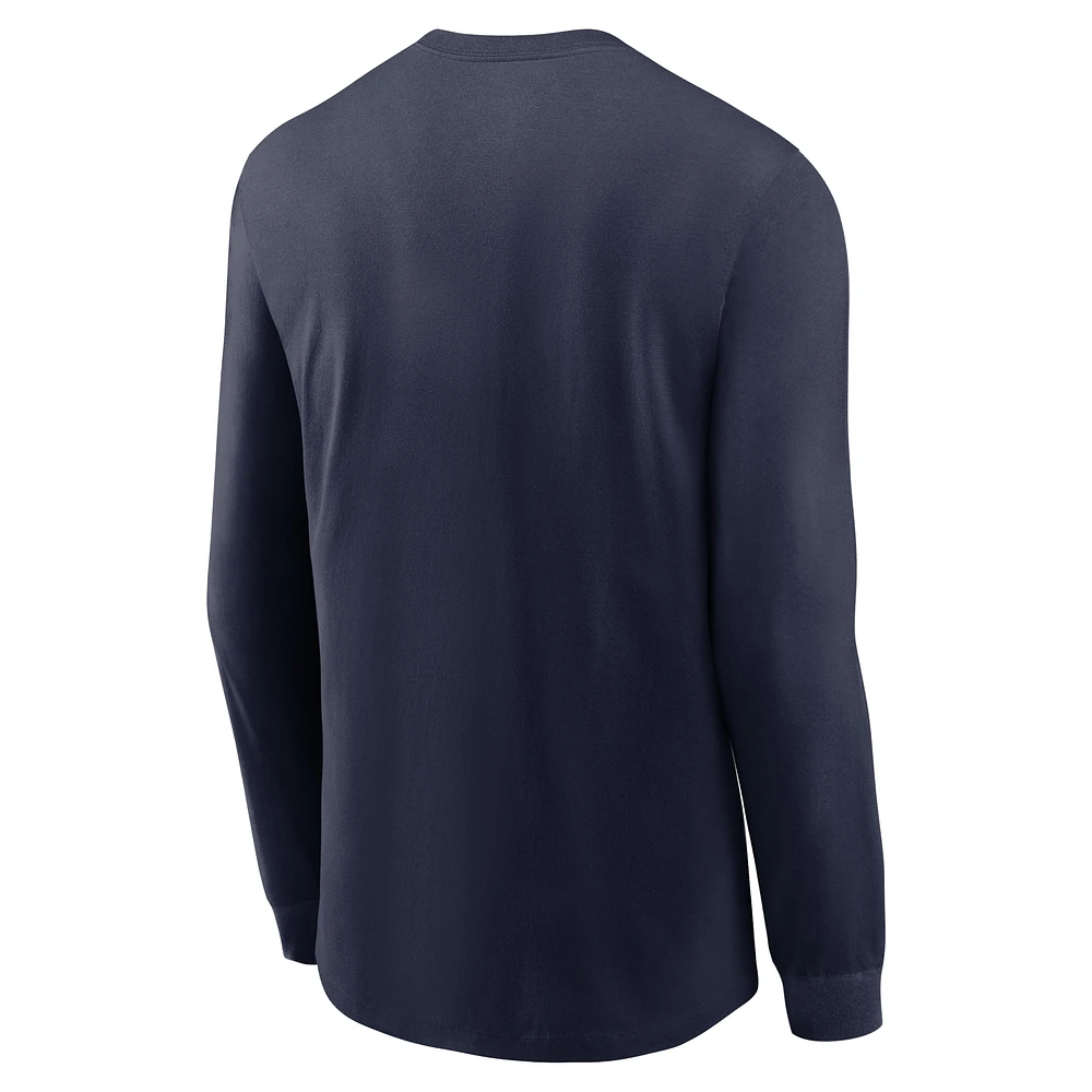 T-shirt à manches longues Nike bleu marine West Virginia Mountaineers Legacy Primary Logo pour homme