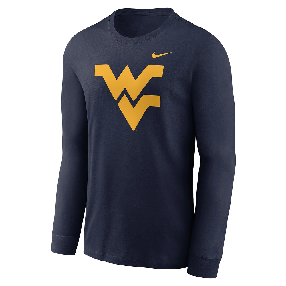 Men's Nike Navy West Virginia Mountaineers Primary Logo Long Sleeve T-Shirt