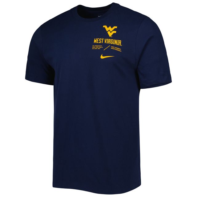 T-shirt Nike bleu marine West Virginia Mountaineers Team Practice Performance pour homme