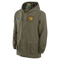 Men's Nike Olive West Virginia Mountaineers 2024 Military Appreciation Full-Snap Hoodie Jacket
