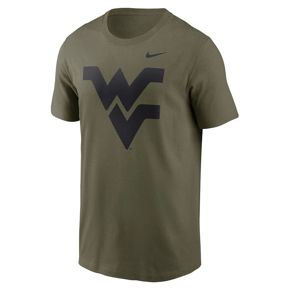 Men's Nike Olive West Virginia Mountaineers 2024 Military Appreciation Tonal Logo Performance T-Shirt