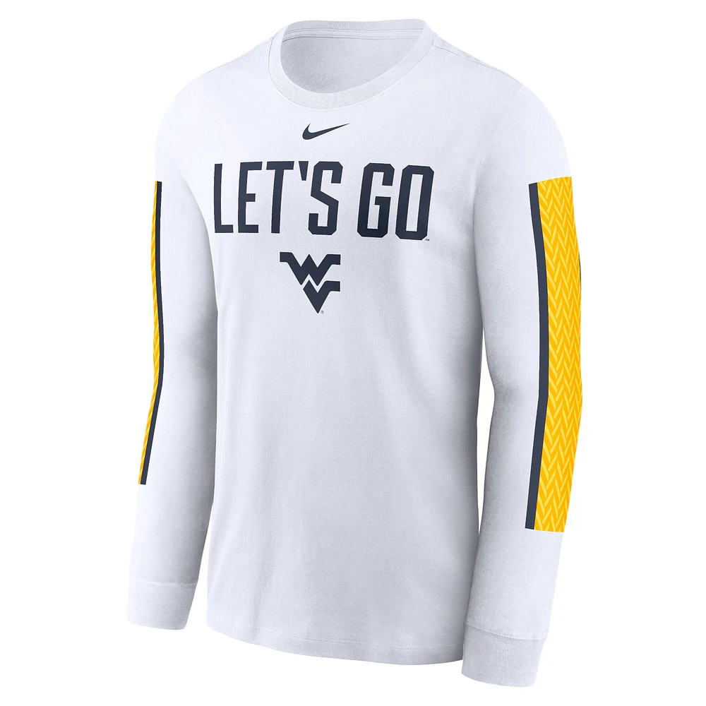 Men's Nike White West Virginia Mountaineers Local Spirit Slogan Long Sleeve T-Shirt