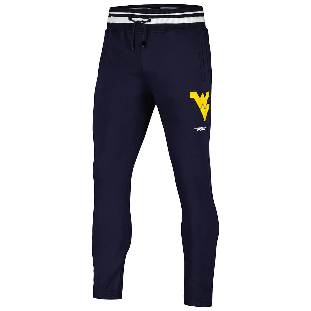 Men's Pro Standard Navy West Virginia Mountaineers Script Tail Fleece Sweatpants