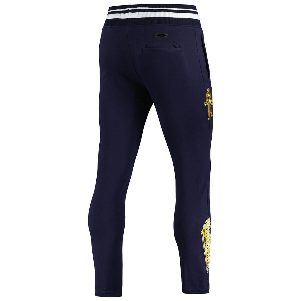 Men's Pro Standard Navy West Virginia Mountaineers Script Tail Fleece Sweatpants