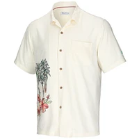 Men's Tommy Bahama Cream West Virginia Mountaineers Paradise Fly Ball Camp Button-Up Shirt
