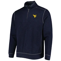 Men's Tommy Bahama Navy West Virginia Mountaineers Sport Tobago Bay Tri-Blend Mock Neck Half-Zip Jacket