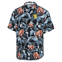 Men's Tommy Bahama Navy West Virginia Mountaineers Veracruz Cay First Down Blooms Button-Up Shirt