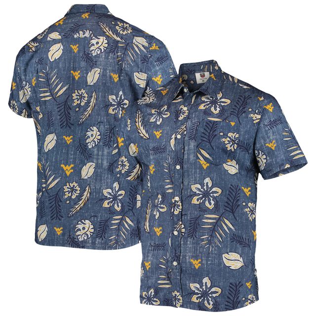 Chemise boutonnée à fleurs vintage Wes & Willy Mountaineers de Virginie-Occidentale pour homme