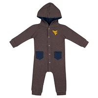 Newborn & Infant Colosseum Charcoal West Virginia Mountaineers Zando-Zan Waffle Full-Snap Hooded Romper