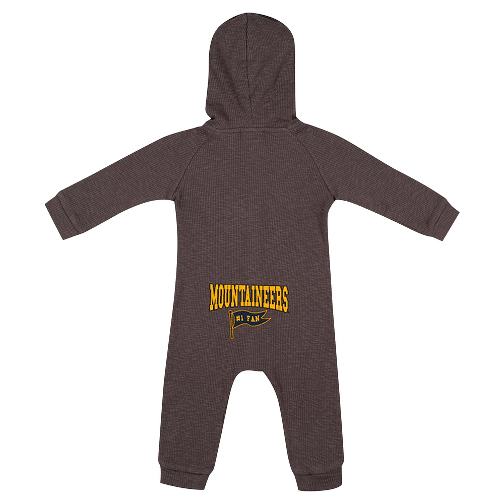 Newborn & Infant Colosseum Charcoal West Virginia Mountaineers Zando-Zan Waffle Full-Snap Hooded Romper