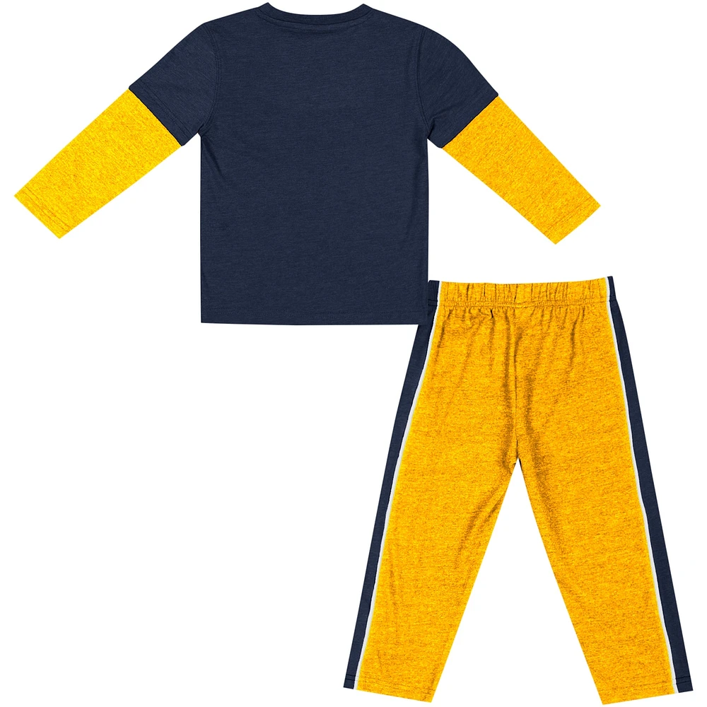 Toddler Colosseum Navy/Gold West Virginia Mountaineers Long Sleeve T-Shirt & Pants Set