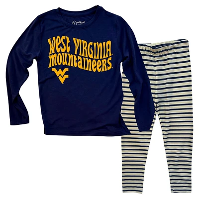 Ensemble haut à manches longues et leggings rayés tri-blend pour tout-petits, Wes & Willy West Virginia Mountaineers