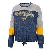 Women's Colosseum Navy West Virginia Mountaineers Joanna Tie Front Long Sleeve T-Shirt