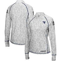 Colosseum White West Virginia Mountaineers OHT Military Appreciation Officer Arctic Camo Fitted Lightweight 1/4-Zip Jacket