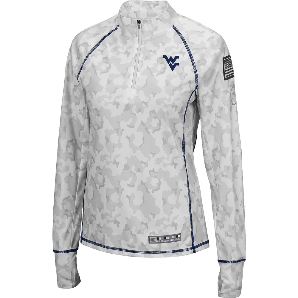 Colosseum White West Virginia Mountaineers OHT Military Appreciation Officer Arctic Camo Fitted Lightweight 1/4-Zip Jacket