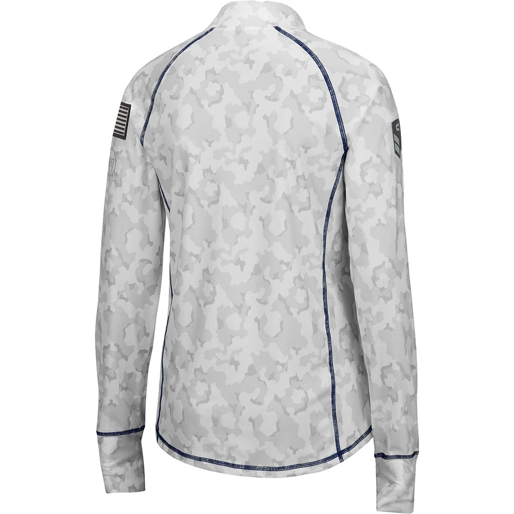 Colosseum White West Virginia Mountaineers OHT Military Appreciation Officer Arctic Camo Fitted Lightweight 1/4-Zip Jacket
