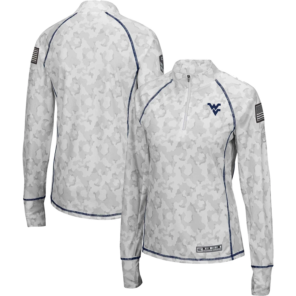 Colosseum White West Virginia Mountaineers OHT Military Appreciation Officer Arctic Camo Fitted Lightweight 1/4-Zip Jacket