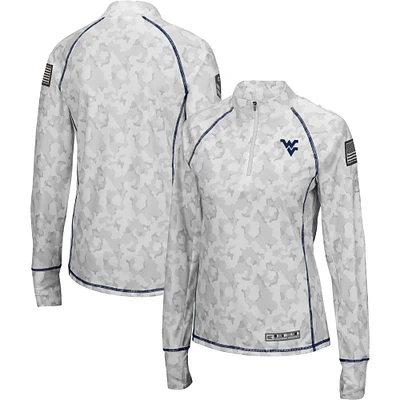 Colosseum White West Virginia Mountaineers OHT Military Appreciation Officer Arctic Camo Fitted Lightweight 1/4-Zip Jacket