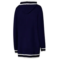 Women's Gameday Couture Navy West Virginia Mountaineers Stripe Detail Tri-Blend Hoodie Cardigan Sweater