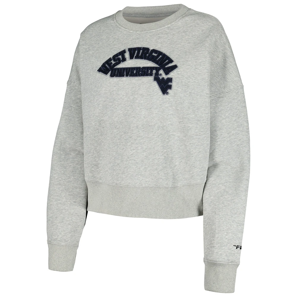 Women's Heather Gray West Virginia Mountaineers Classic 3-Hit Pullover Sweatshirt