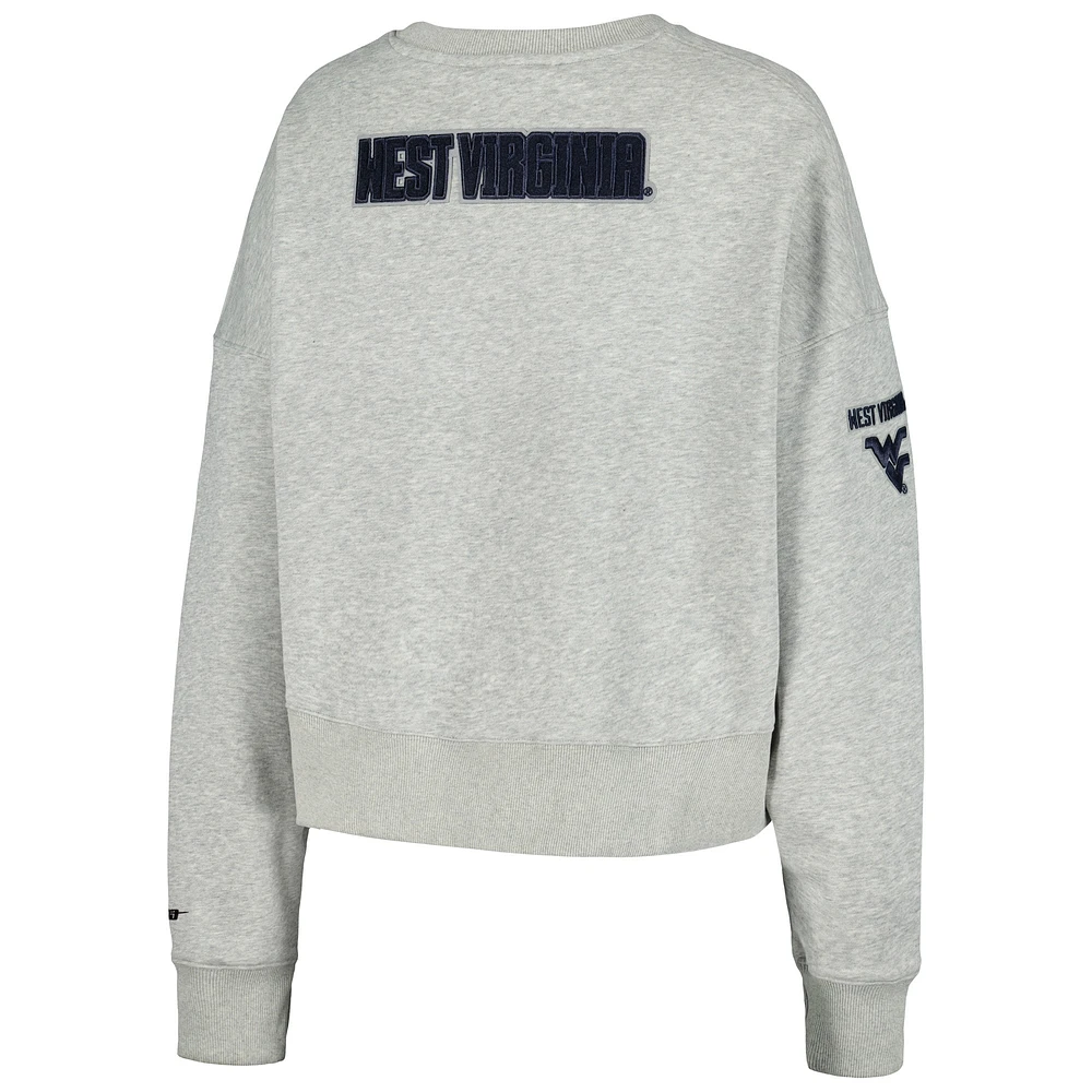 Women's Heather Gray West Virginia Mountaineers Classic 3-Hit Pullover Sweatshirt