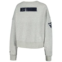 Women's Heather Gray West Virginia Mountaineers Classic 3-Hit Pullover Sweatshirt