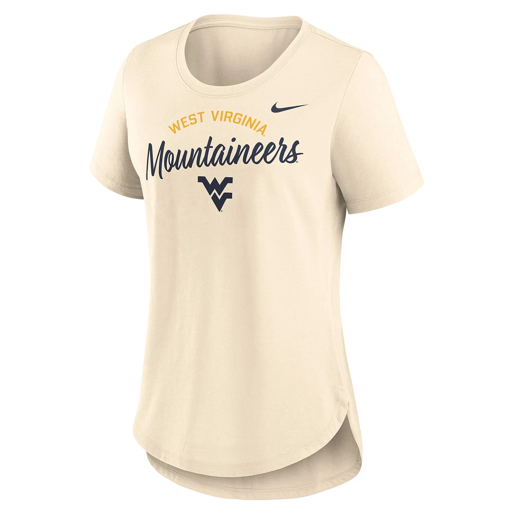 Women's Nike  Cream West Virginia Mountaineers Script Logo Tri-Blend T-Shirt