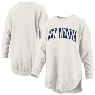 Women's Pressbox  Oatmeal West Virginia Mountaineers Melange Poncho Vintage Fleece Long Sleeve Pullover Sweatshirt
