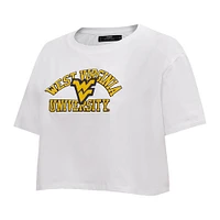 Women's Pro Standard White West Virginia Mountaineers Classic Three-Hit Boxy Cropped T-Shirt