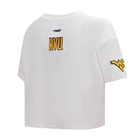 Women's Pro Standard White West Virginia Mountaineers Classic Three-Hit Boxy Cropped T-Shirt
