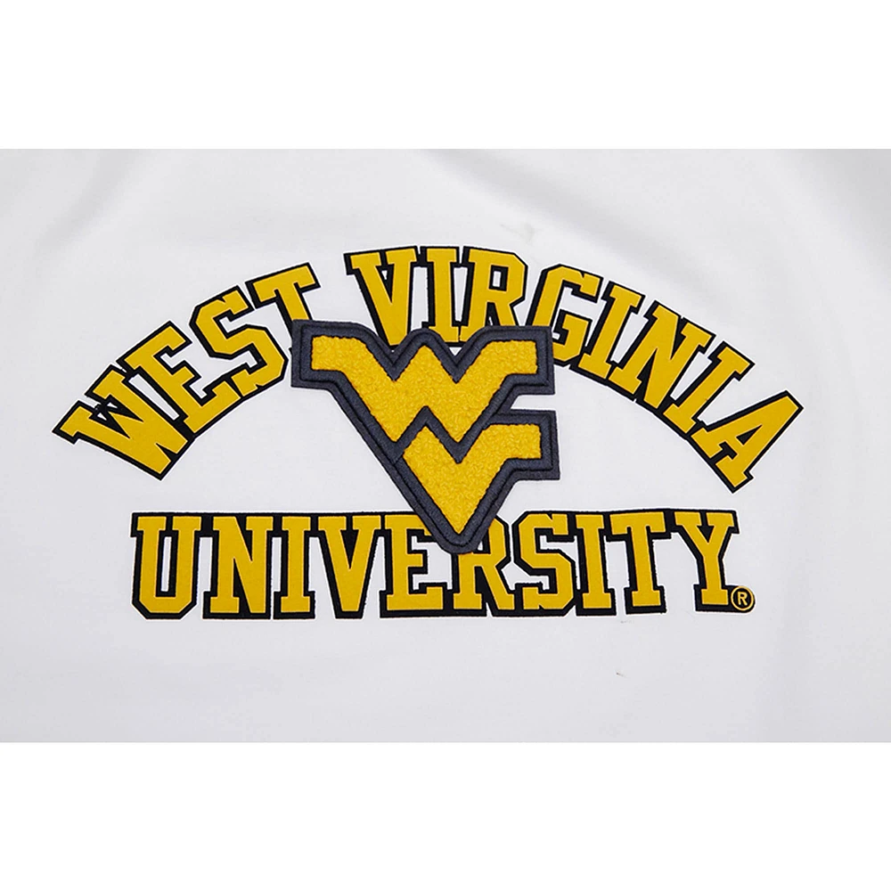 Women's Pro Standard White West Virginia Mountaineers Classic Three-Hit Boxy Cropped T-Shirt