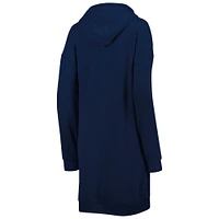 Women's Touch Navy West Virginia Mountaineers Quick Pass Lace-Up V-Neck Hoodie Dress