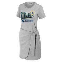 Women's WEAR by Erin Andrews Heather Gray West Virginia Mountaineers Knotted T-Shirt Dress