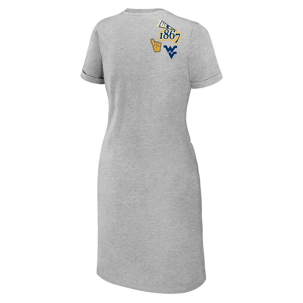 Women's WEAR by Erin Andrews Heather Gray West Virginia Mountaineers Knotted T-Shirt Dress