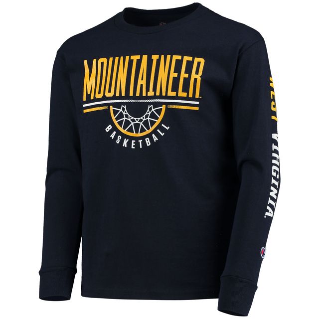 T-shirt à manches longues Champion Blue West Virginia Mountaineers Basketball pour jeunes