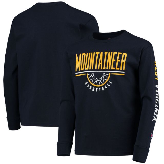 T-shirt à manches longues Champion Blue West Virginia Mountaineers Basketball pour jeunes