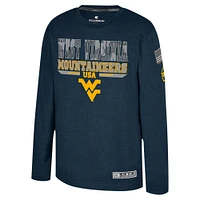 Youth Colosseum Heather Navy West Virginia Mountaineers OHT Military Appreciation Oorah Long Sleeve T-Shirt