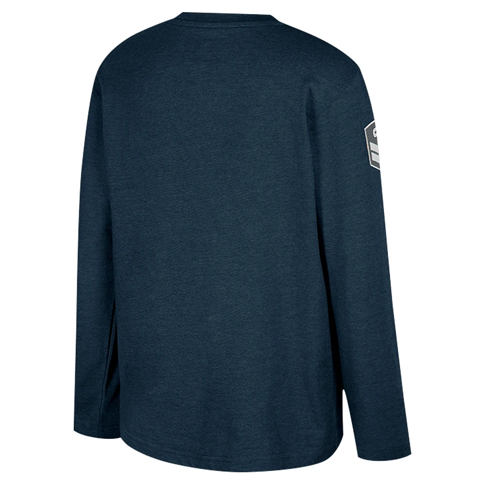 Youth Colosseum Heather Navy West Virginia Mountaineers OHT Military Appreciation Oorah Long Sleeve T-Shirt