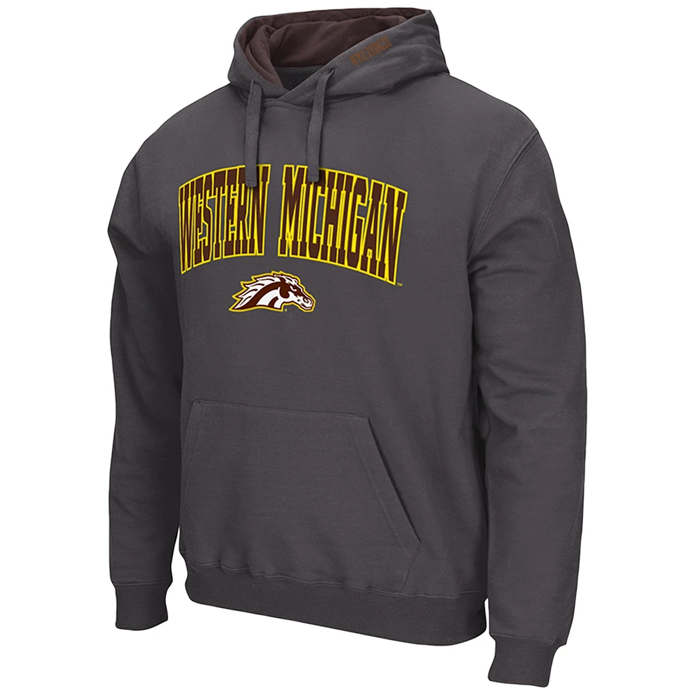 Men's Colosseum Charcoal Western Michigan Broncos Arch & Logo 3.0 Pullover Hoodie