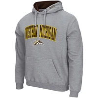 Men's Colosseum Heathered Gray Western Michigan Broncos Arch and Logo Pullover Hoodie