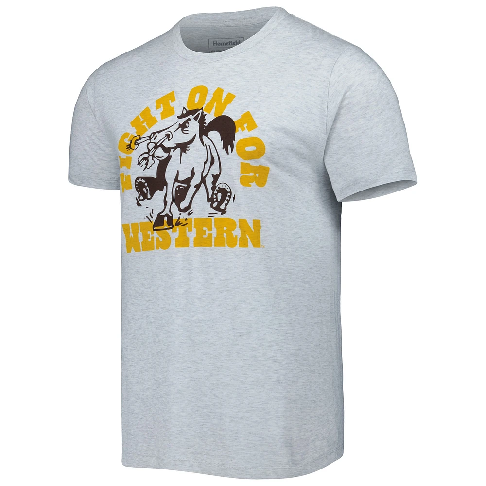 Men's Homefield Heather Gray Western Michigan Broncos Fight On For T-Shirt