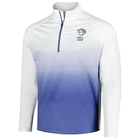 Haut Ahead Blanc/Royal WGC-Dell Technologies Match Play Potter Raglan Dip-Dye Quarter-Zip pour homme