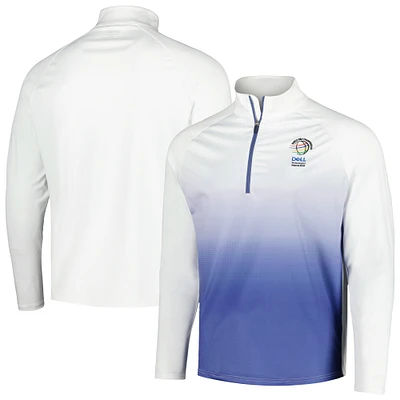 Haut Ahead Blanc/Royal WGC-Dell Technologies Match Play Potter Raglan Dip-Dye Quarter-Zip pour homme